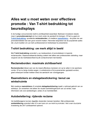 Van T-shirt bedrukking tot beursdisplays