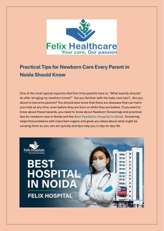 Practical Tips for Newborn Care Every Parent in Noida Should Know