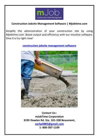 Construction Jobsite Management Software | Mjobtime.com