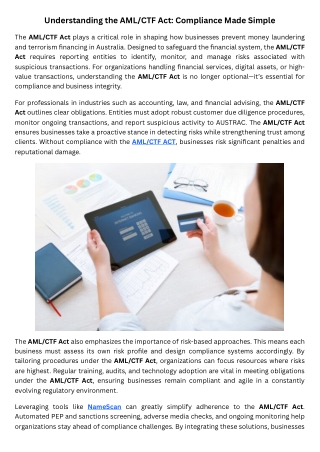 Understanding the AMLCTF Act Compliance Made Simple