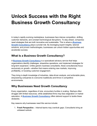 Unlock Success with the Right Business Growth Consultancy