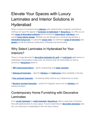 Elevate Your Spaces with Luxury Laminates and Interior Solutions in Hyderabad