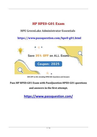 HPE0-G01 HPE GreenLake Administrator Essentials PDF Questions