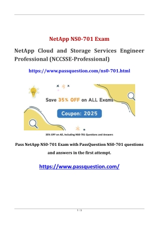 NetApp Cloud and Storage Services NS0-701 PDF Questions