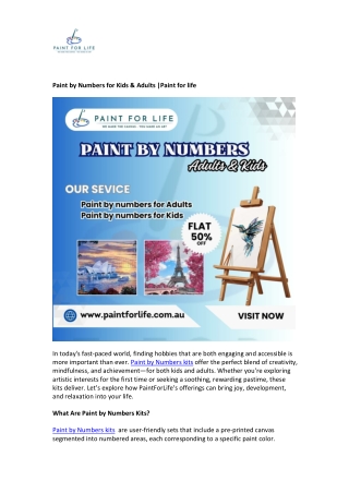 Paint by Numbers for Kids & Adults |Paint for life
