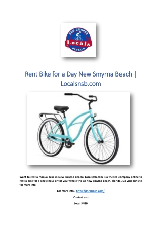 Rent Bike for a Day New Smyrna Beach | Localsnsb.com