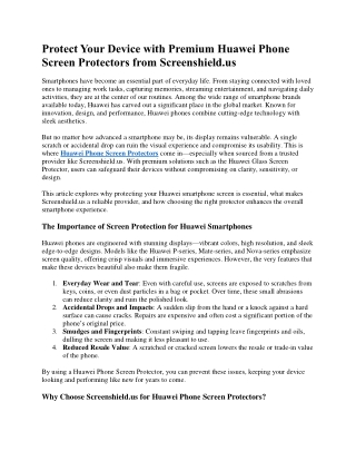 Protect Your Device with Premium Huawei Phone Screen Protectors