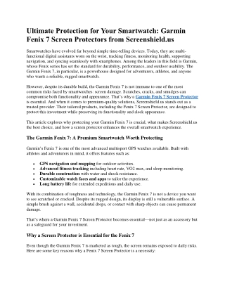 Ultimate Protection for Your Smartwatch: Garmin Fenix 7 Screen Protectors