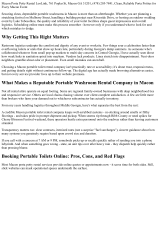 How to Book a Trustworthy Macon Portable Restroom Rental Online