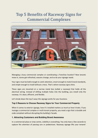 Top 5 Benefits of Raceway Signs for Commercial Complexes