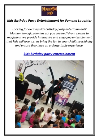 Kids Birthday Party Entertainment for Fun and Laughter