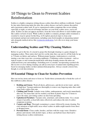 10 Things to Clean to Prevent Scabies Reinfestation