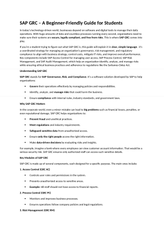 SAP GRC – A Beginner-Friendly Guide for Students