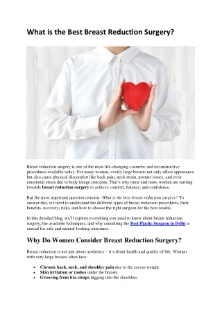 What is the Best Breast Reduction Surgery