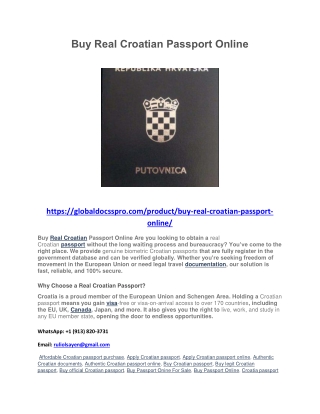 Buy Real Croatian Passport Online