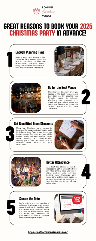 Great Reasons To Book Your 2025 Christmas Party In Advance!