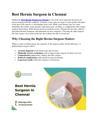 Best Hernia Surgeon in Chennai