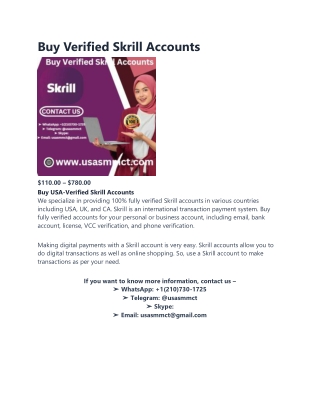 Buy Verified Skrill Accounts