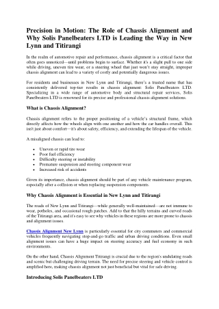 Precision in Motion: The Role of Chassis Alignment and Why Solis Panelbeaters