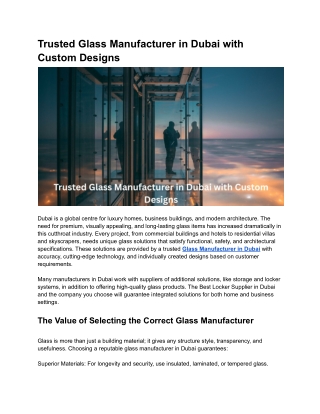 Trusted Glass Manufacturer in Dubai with Custom Designs