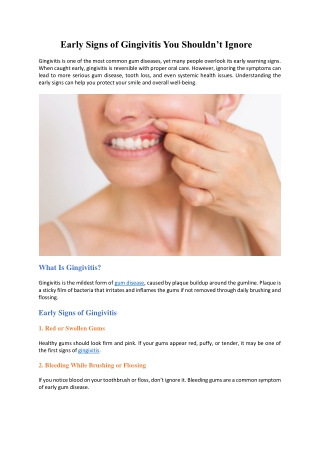 Early Signs of Gingivitis You Shouldnt Ignore