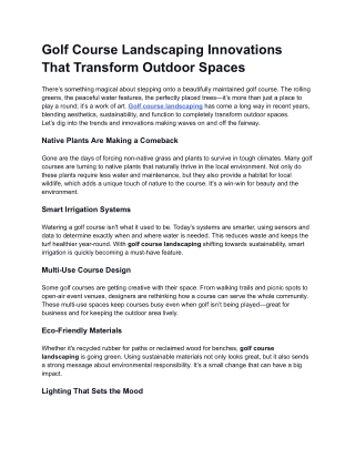 Golf Course Landscaping Innovations That Transform Outdoor Spaces
