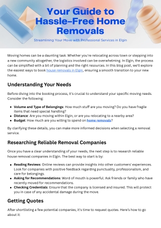 What’s the Easiest Way to Book House Removals in Elgin