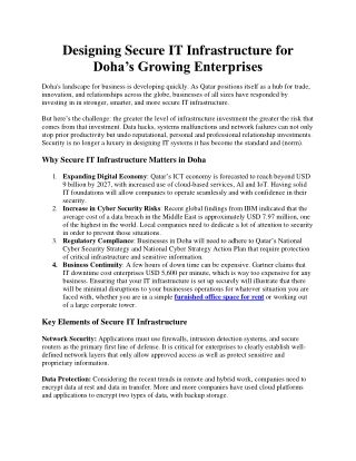 Designing Secure IT Infrastructure for Doha’s Growing Enterprises