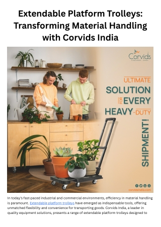 Corvids India Expandable Platform Trolley – Durable & Versatile