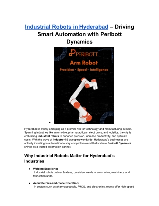 Industrial robots in Hyderabad