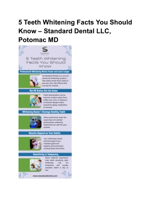 5 Teeth Whitening Facts You Should Know – Standard Dental LLC, Potomac MD
