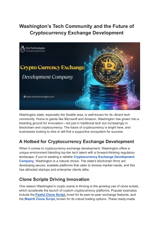 Washington’s Tech Community and the Future of Cryptocurrency Exchange Development