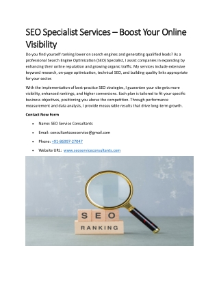 SEO Specialist Services