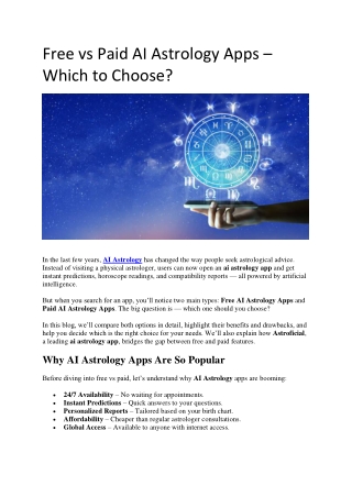 Free vs Paid AI Astrology Apps