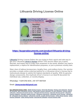 Lithuania Driving License Online