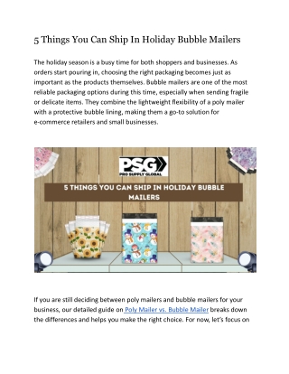 5 Things You Can Ship In Holiday Bubble Mailers | PSG