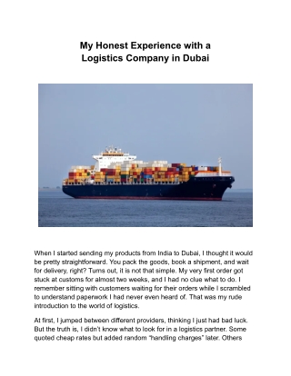 My Honest Experience with a Logistics Company in Dubai