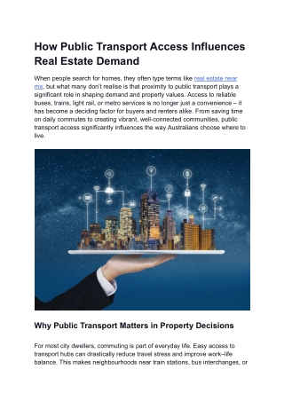 How Public Transport Access Influences Real Estate Demand