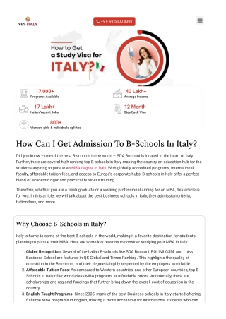 Top B-Schools in Italy | Study Business in Europe