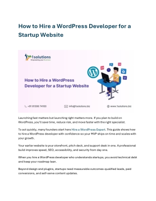 How to Hire a WordPress Developer for a Startup Website