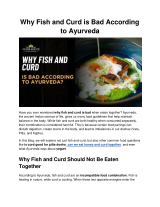 Why Fish and Curd is Bad According to Ayurveda