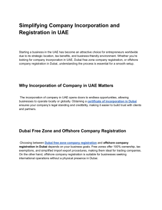 Simplifying Company Incorporation and Registration in UAE