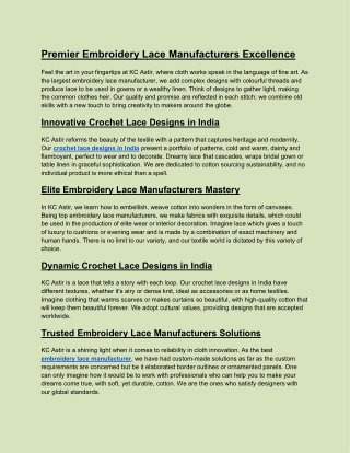 Premier Embroidery Lace Manufacturers Excellence