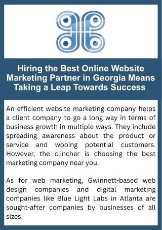 Hiring the Best Online Website Marketing Partner in Georgia Means Taking a Leap Towards Success