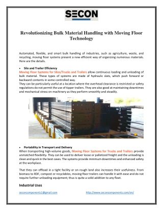 Revolutionizing Bulk Material Handling with Moving Floor Technology