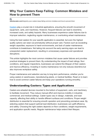 Why Your Casters Keep Failing: Common Mistakes and How to prevent Them