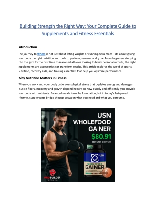Building Strength the Right Way Your Complete Guide to Supplements and Fitness Essentials