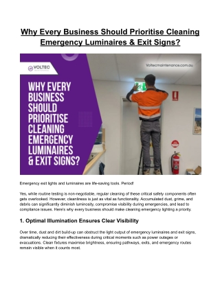 Why Every Business Should Prioritise Cleaning Emergency Luminaires & Exit Signs?