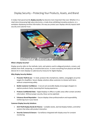 Display Security – Protecting Your Products, Assets, and Brand