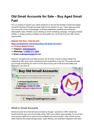 Old Gmail Accounts for Sale – Buy Aged Gmail Fast